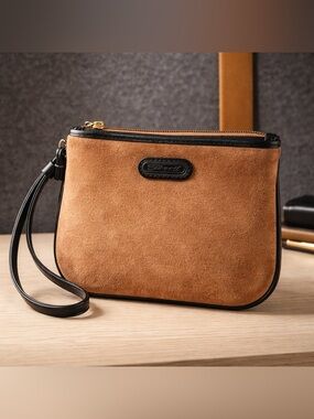 Fossil Wristlet Genuine Leather Mini Bag Brown